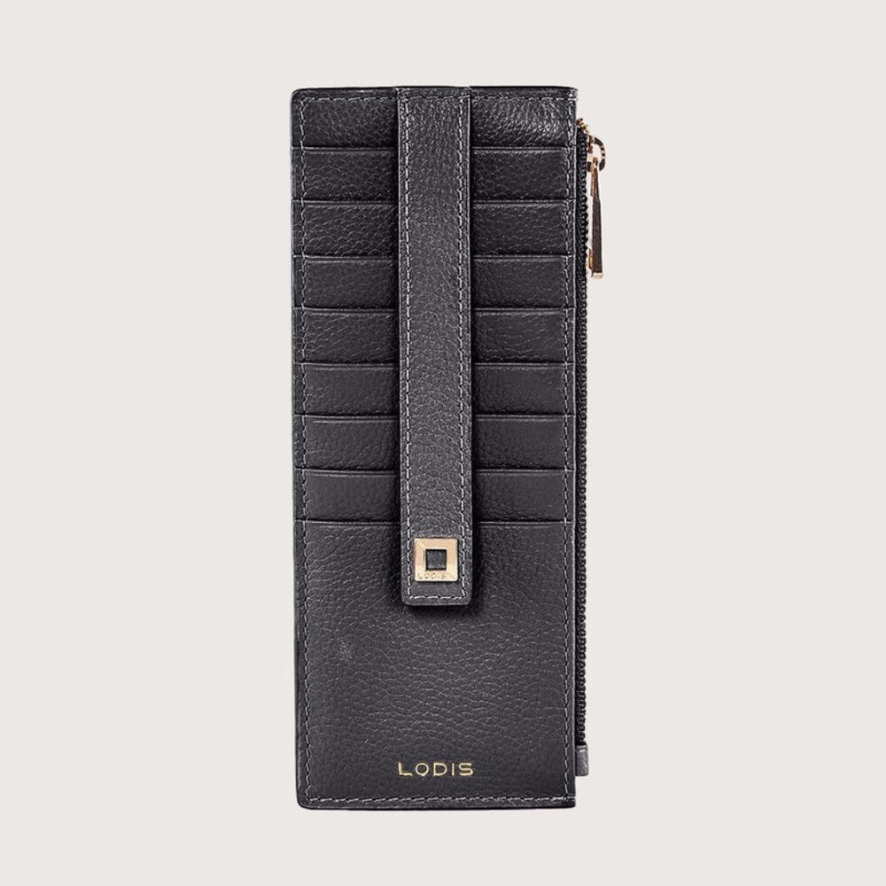 Lodis Leather Black Long Stacker Wallet Credit Card Money ID Holder